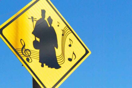 Sign for a musical road in Japan
